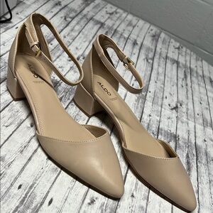 NEW Aldo Zulian Tan Elegant Heels with Ankle Strap